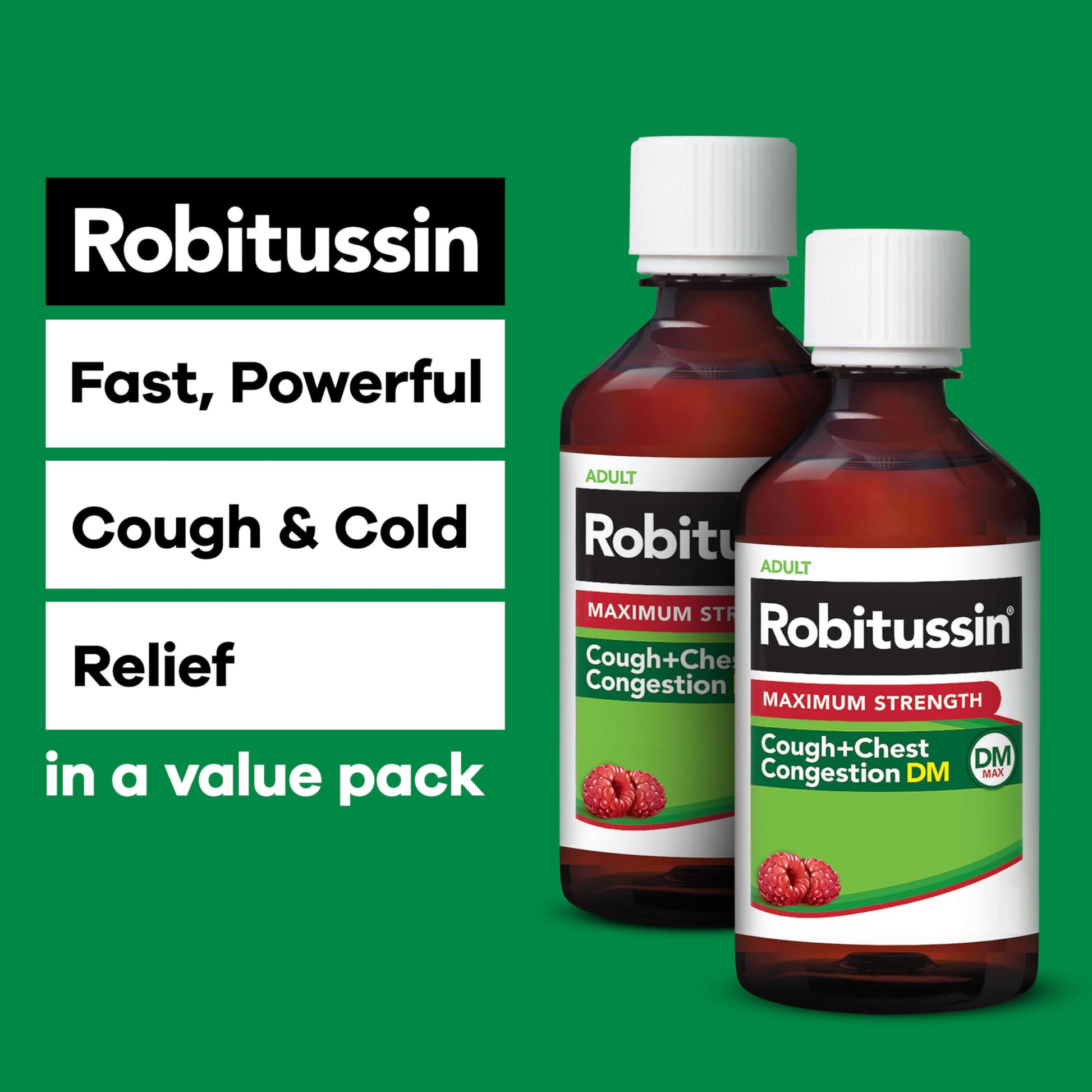 Robitussin Adult Maximum Strength Cough Plus Chest Congestion DM Max, Cough Suppressant and Expectorant, Raspberry Flavor, 8 Fl Oz x 2 Robitussin buy supplements Au