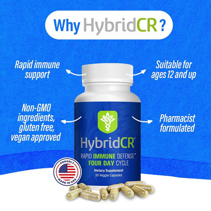 HybridCR Rapid Immunity Supplement | Zinc, Echinacea, Andrographis, Ginseng, Selenium, Gluten-Free & Non-GMO | 5-in-1 Immune Support Supplement | Pharmacist Formulated 1 Month Supply (30 Veggie Caps) Hybrid Remedies buy supplements Au