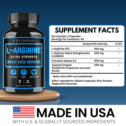 L Arginine Capsules with L-Citrulline 1500mg - Nitric Oxide Booster for Stamina, Muscle, Energy & Vascularity - L-Arginine and Essential Amino Supplement for Extra Strength