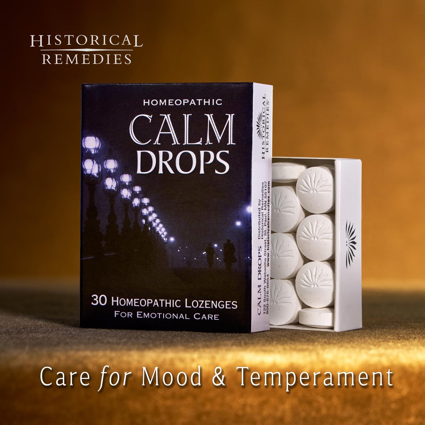 Historical Remedies Calm Drops Homeopathic Lozenges (1 Pack)| Natural Care for Emotional Stress Relief, Vegan & Gluten-Free Organic Vanilla Flavor Drops to Promote Relaxation and a Sense of Calm