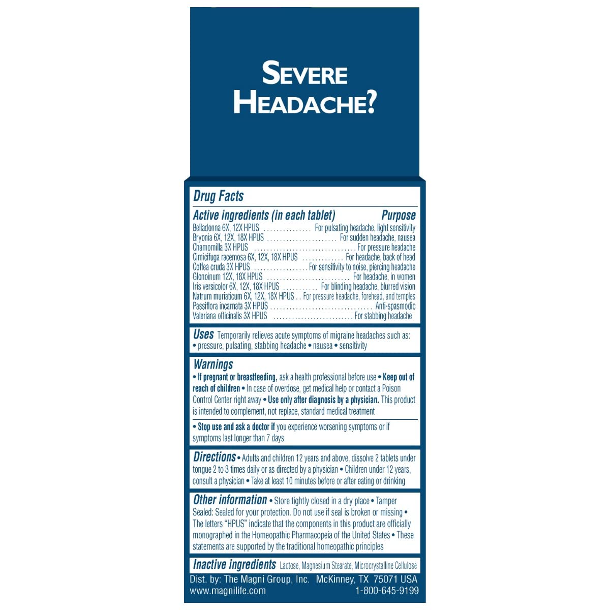 MagniLife Migraine Relief, Non-Habit Forming, 90 Homeopathic Tablets, Migraine Medicine for Light & Sound Sensitivity, Nausea, Blurred Vision & Pressure, Quick-Dissolve Headache Pain Relief MagniLifeBuy Supplements Australia