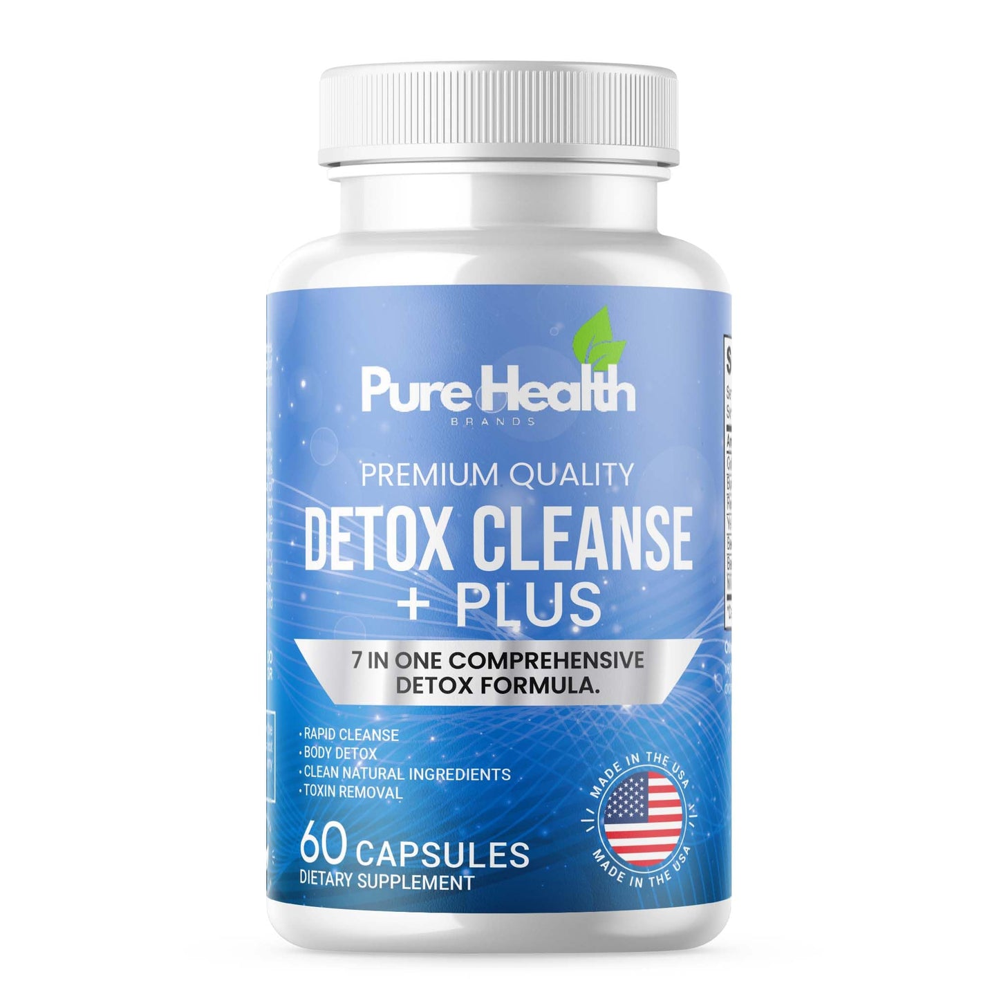 Bottle of Pure Health Detox Cleanse Plus supplement on a white background