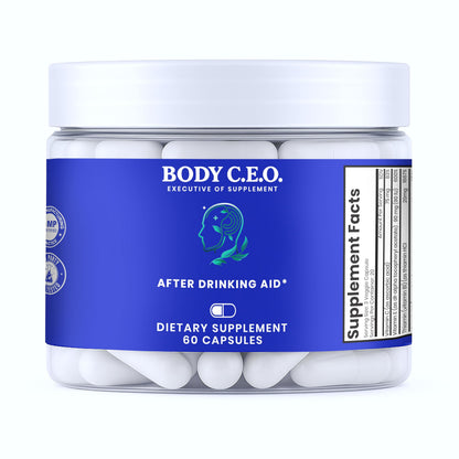 Body C.E.O. After Drinking Aid - Electrolyte Balance & Recovery - DHM (Dihydromyricetin), L-Cysteine, Prickly Pear, Milk Thistle, Zinger, Vitamin-B for Recovery - Filler-Free Formula - 60 Capsules BODY C.E.O. EXECUTIVE OF SUPPLEMENTS buy supplements Au