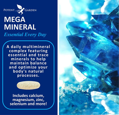 Potent Garden Mega Mineral Supplement Complete Mineral Complex with Calcium Magnesium Zinc Potassium Boron Selenium Chromium & 72 Trace