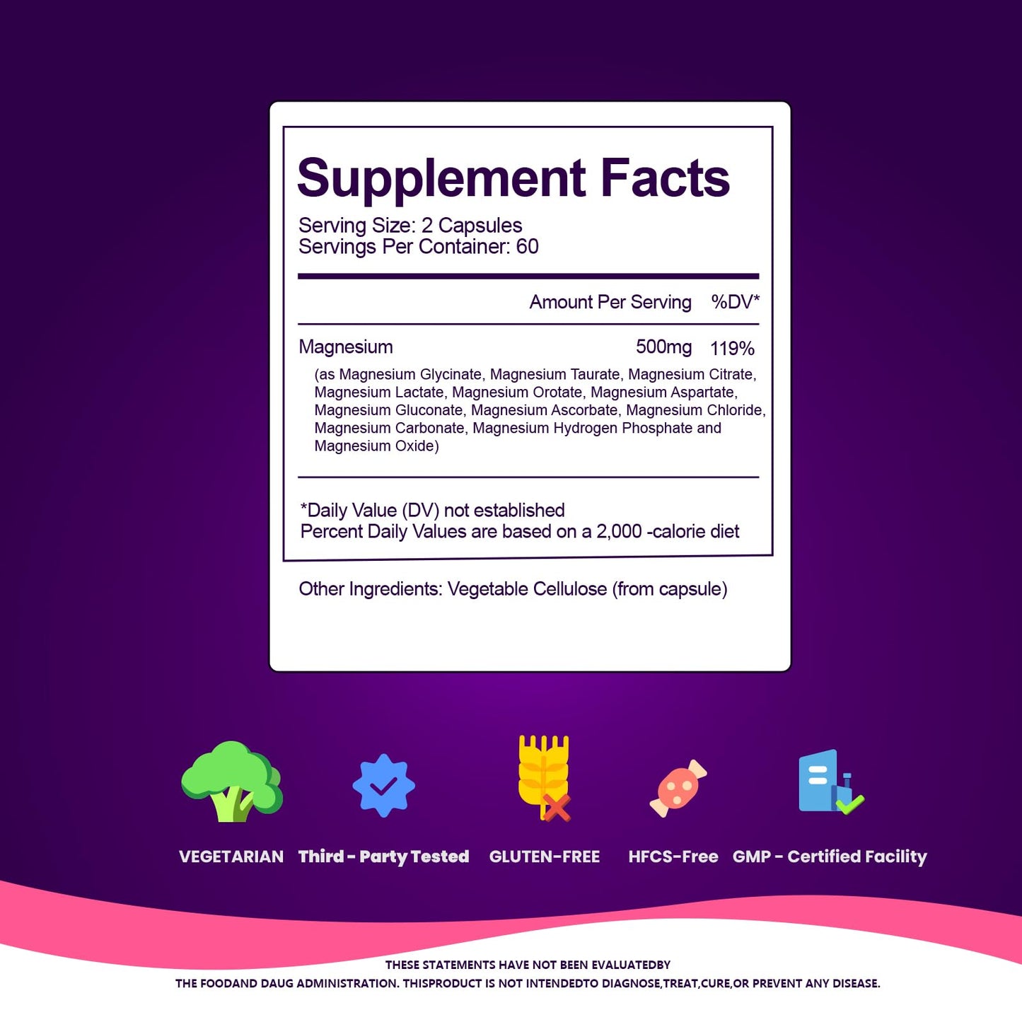 Magnesium Complex, Magnesium Glycinate, Elemental Magnesium Supplement with Taurate, Citrate, Orotate & Aspartate, Supports Muscle Relaxation, Heart Health, Sleep & Energy | Vegan (500mg) VCCVBB buy supplements Au