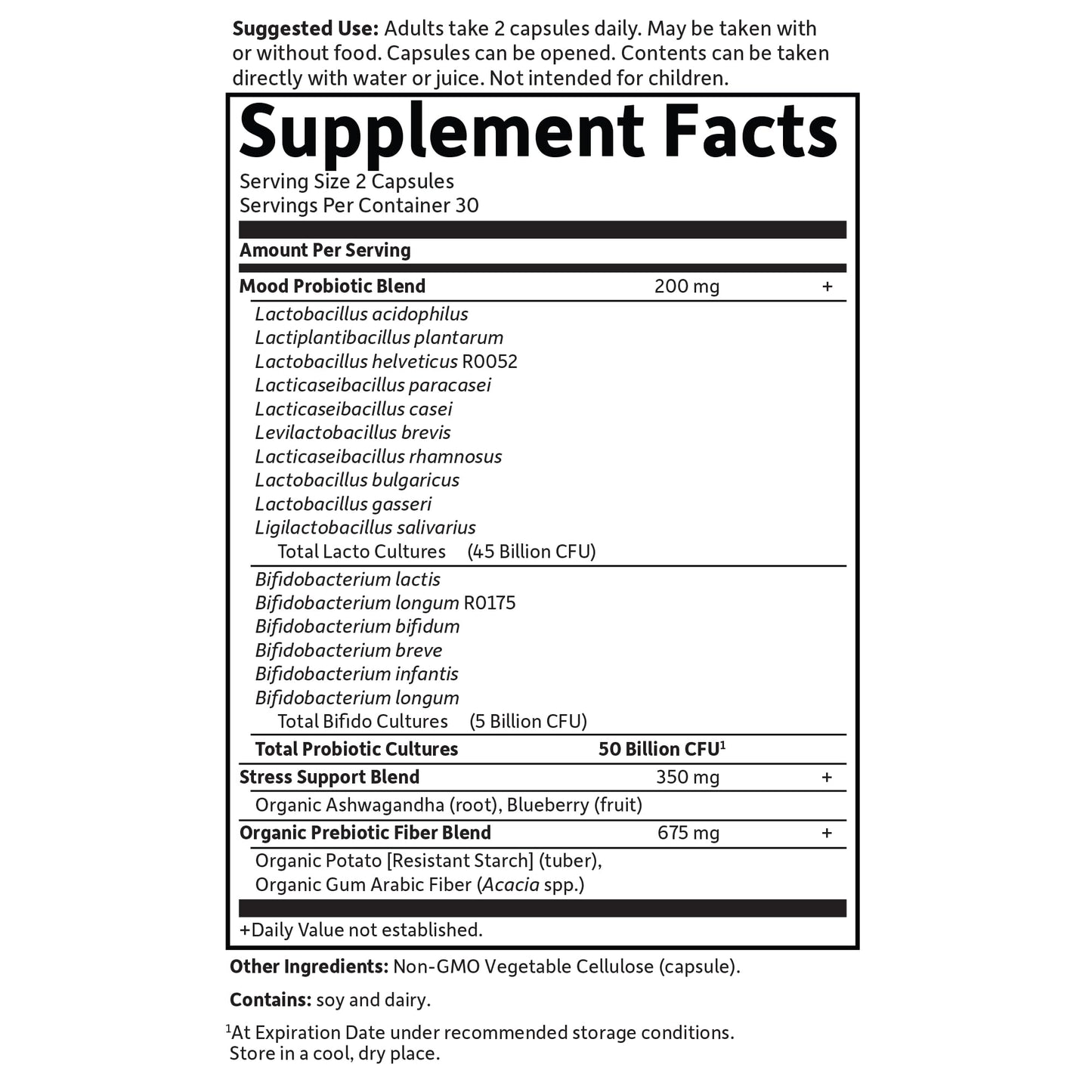 Garden of Life Dr. Formulated Probiotics Mood+ - 50 Billion CFU - Supports Relaxation & Digestive Health - Shelf Stable - 60 Vegetarian Capsules Garden of Life buy supplements Au