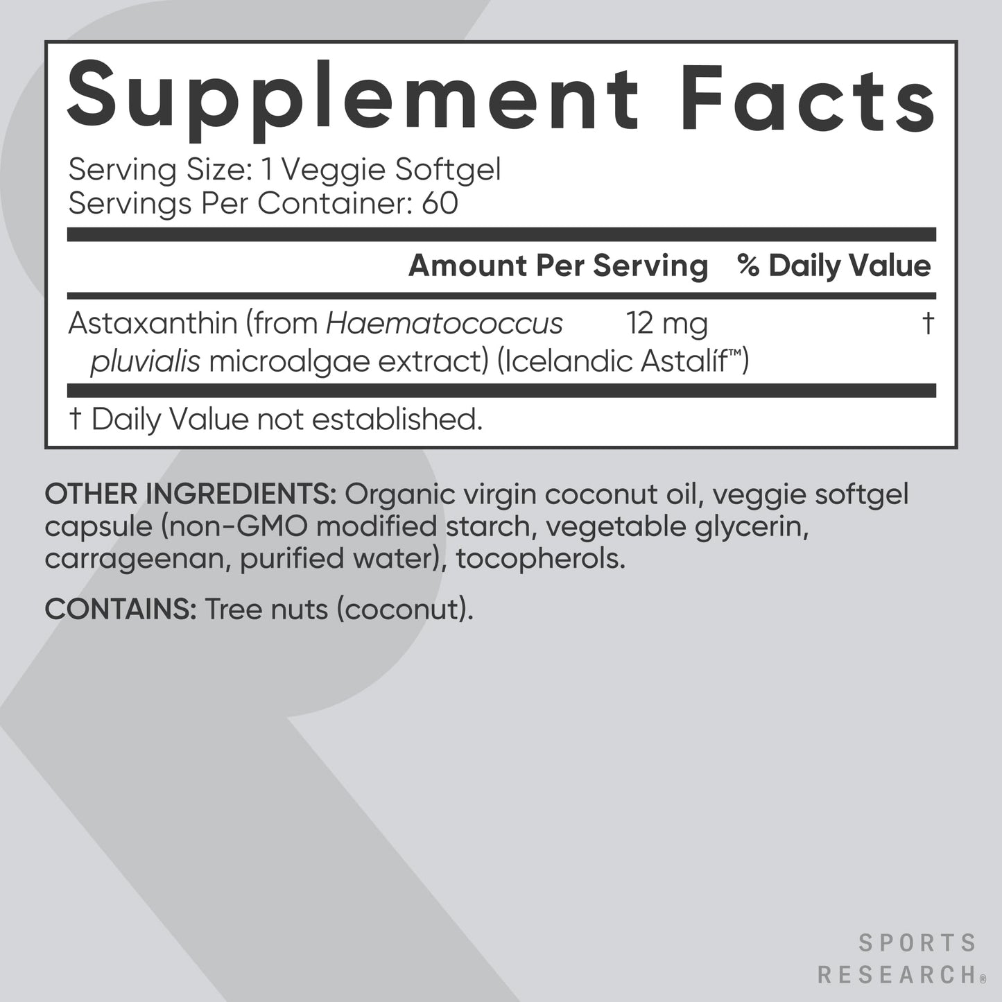 Sports Research Triple Strength Vegan Astaxanthin Supplement from Algae - Plant Based Softgels for Antioxidant Activity, Skin & Eye Health - Non-GMO Verified, Made with Coconut Oil - 12mg, 60 Count Sports Research buy supplements Au