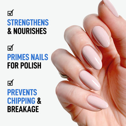 LONDONTOWN Nail Hardener & Base Coat – 2-in-1 Strengthening Treatment for Weak Brittle Nails, Biotin-Infused Nail Strengthener, Anti-Breakage Base Coat for Long Healthy Nails, 0.40 fl oz