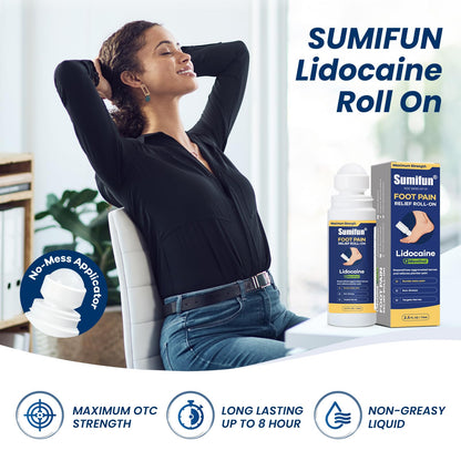 Sumifun Foot Pain Relief Lidocaine Roll-On - Maximum Strength OTC for Plantar Fasciitis & Heel Pain - Fast-Drying, Non-Greasy Formula, 2.5 Fl Oz * 3 SumifunBuy Supplements Australia