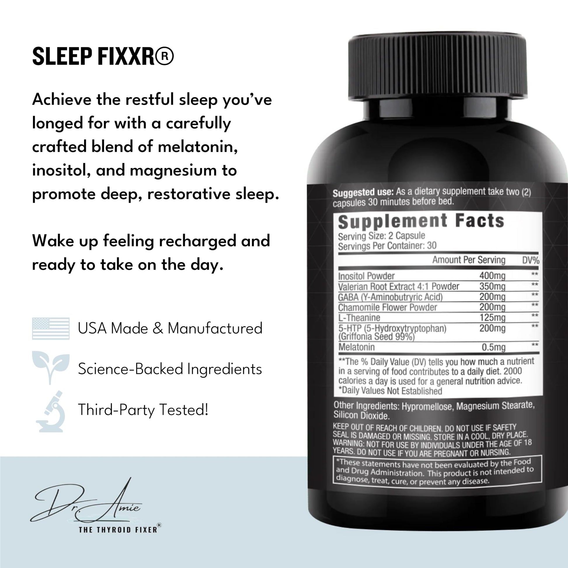 Fixxr Sleep Support by Dr. Amie | with Melatonin, Inositol, and Magnesium | 30 Day Supply, 60 Capsules Fixxr buy supplements Au
