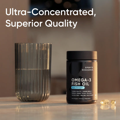 Sports Research® Omega-3 Fish Oil 1250 - Triple Strength Fish Oil Supplement from Wild Alaska Pollock - MSC Certified Sustainable · Non-GMO · Soy Free - 90 Softgel Capsules Sports ResearchBuy Supplements Australia