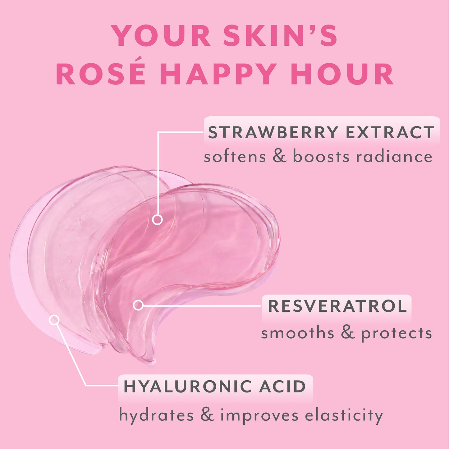 Patchology Serve Chilled Rosé Hydrating Under Eye Patches – Hyaluronic Acid & Antioxidant-Infused Eye Masks to Reduce Dark Circles