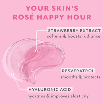 Patchology Serve Chilled Rosé Hydrating Under Eye Patches – Hyaluronic Acid & Antioxidant-Infused Eye Masks to Reduce Dark Circles