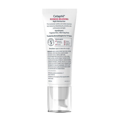 Cetaphil Night Cream, Redness Relieving Night Moisturizer for Face, 1.7 fl oz, For Dry, Redness-Prone Skin, Hypoallergenic, Fragrance Free