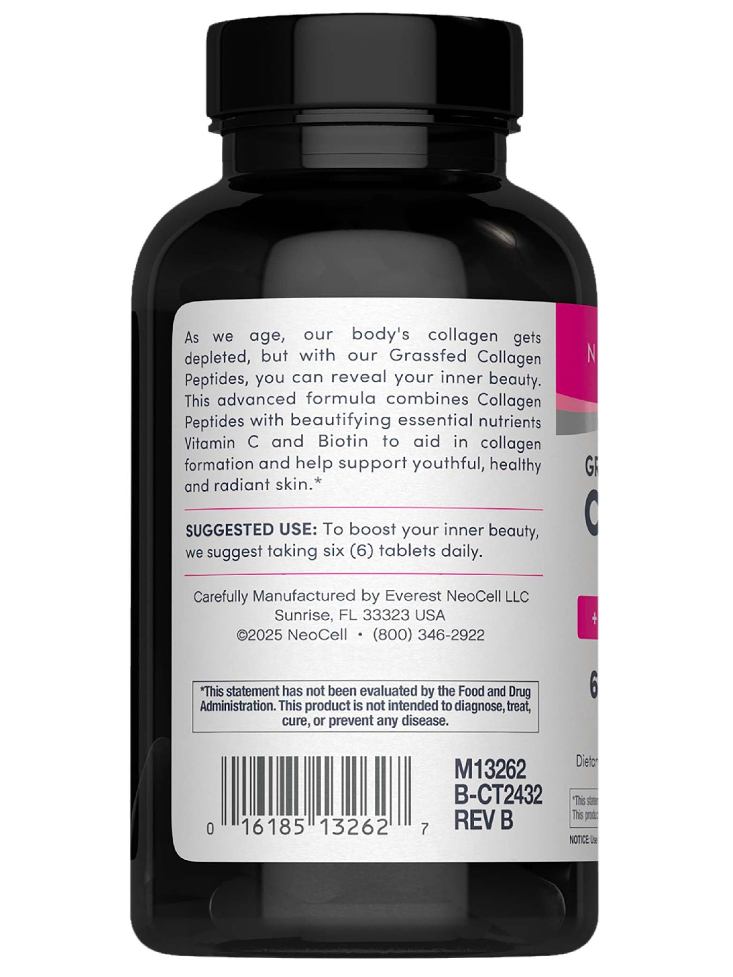 NeoCell Collagen Peptides Pills | 270 Caplets | with Vitamin C and Biotin | Grass Fed Bovine | Hair, Skin, & Nails | for Women and Men