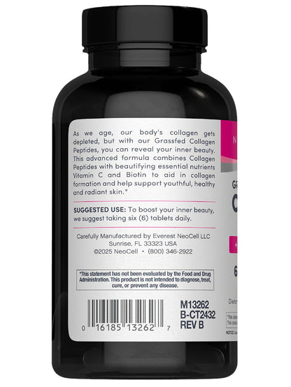 NeoCell Collagen Peptides Pills | 270 Caplets | with Vitamin C and Biotin | Grass Fed Bovine | Hair, Skin, & Nails | for Women and Men