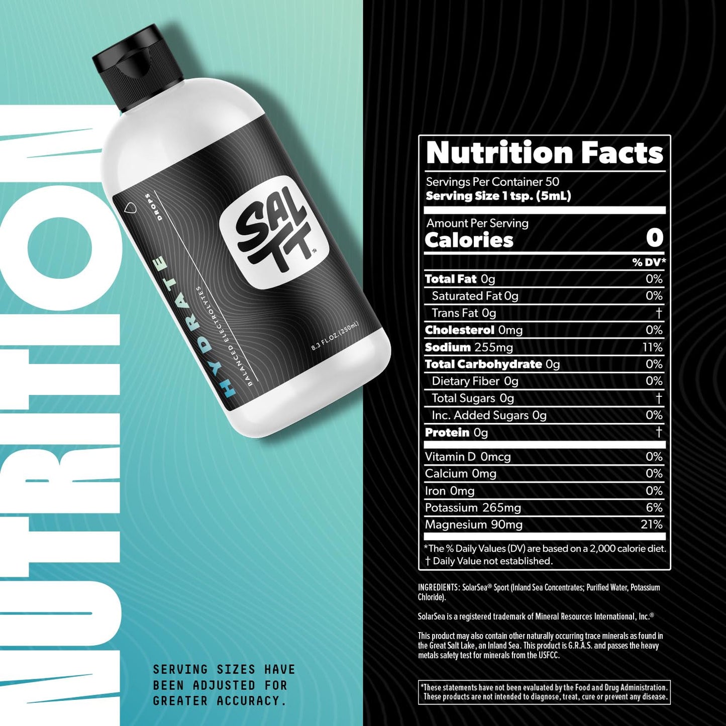 SALTT - Hydrate (8.3 oz) - Electrolytes Drops - Energy Boost - Sodium, Potassium, Magnesium, Zinc, Copper - Unflavored - Ultra Low Carb - Zero Sugar, Vegan, Gluten Free, Non GMO - By Keto Chow