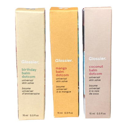 Glossier Balm Dotcom Trio Mango, Birthday, Coconut Size: 0.5 fl oz / 15 ml GlossierBuy Supplements Australia