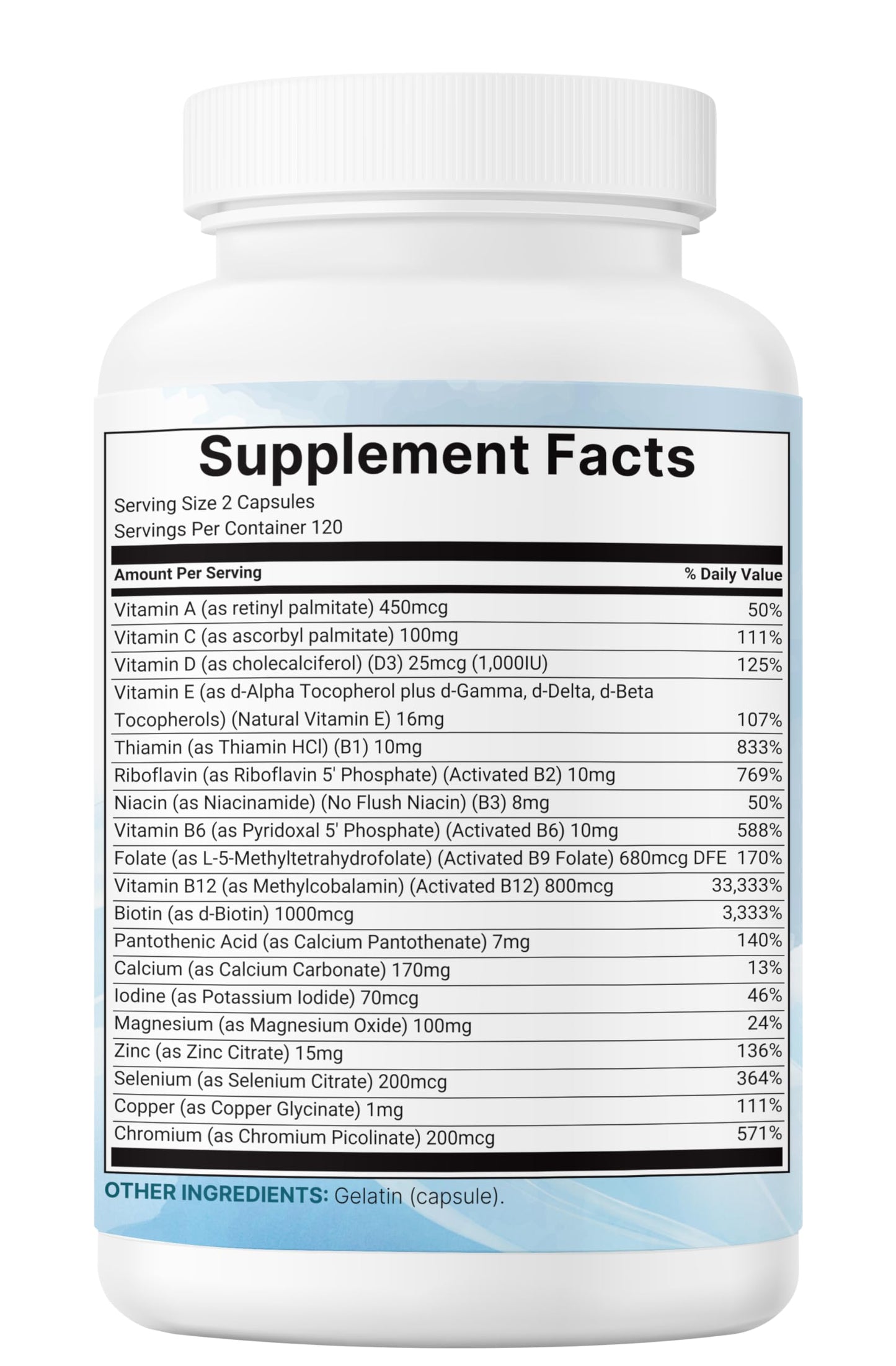 Micro Ingredients Pure Methylated Multivitamin, 240 Capsules | 19-in-1 Formula with Vitamins C, D, B12, Folate, Magnesium