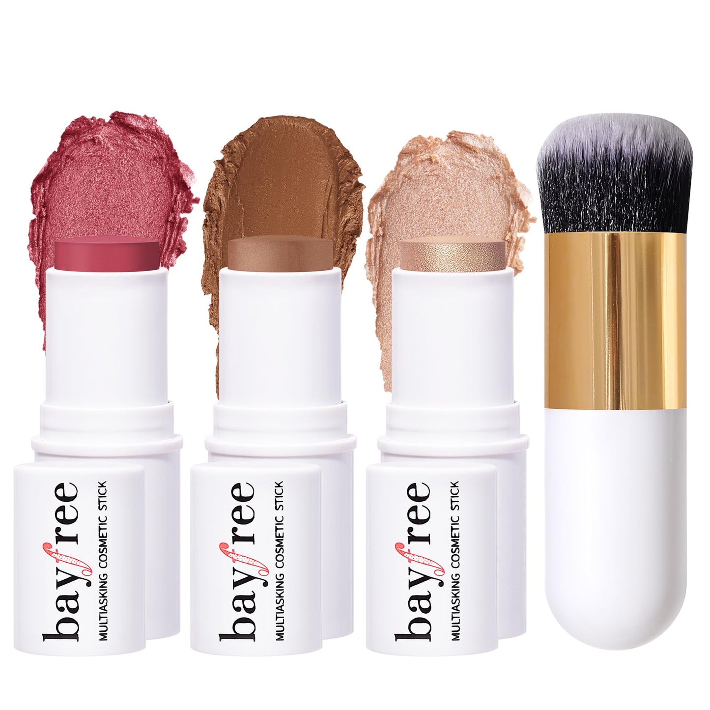 KIMUSE Face Sticks Trio, Cream Blush Stick & Highlighter Stick & Contour Stick for Sculpt the Cheeks, Long Lasting Cream Contour Stick Trio for Face Makeup, with Brush KIMUSEBuy Supplements Australia