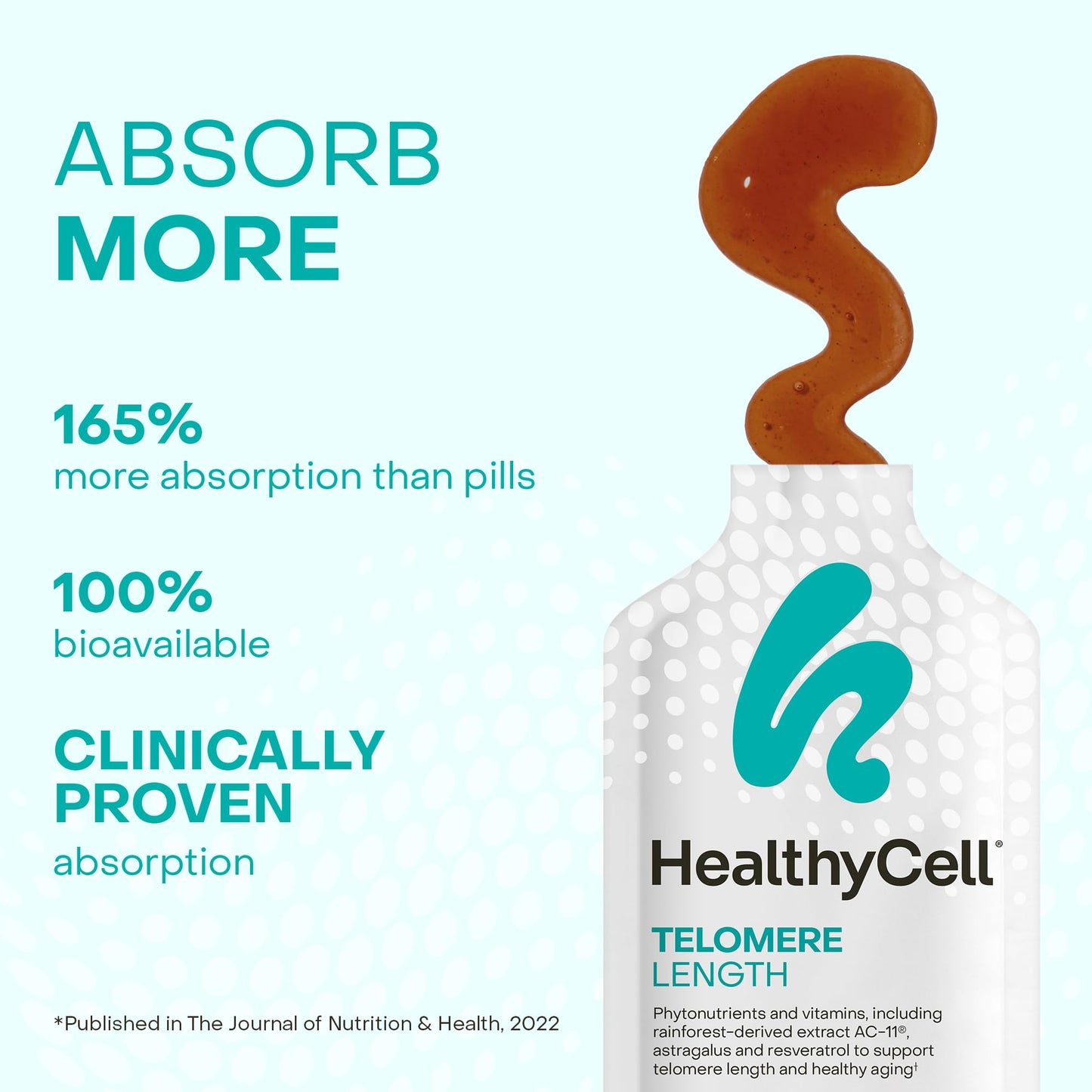 HealthyCell Telomere Length Supplement - Anti-Aging Telomere Lengthening Supplements with Phytonutrients & Vitamins for Cellular Health - AC-11, Astragalus & Resveratrol - 30 Gel Packs, Grape Flavored Healthycell buy supplements Au