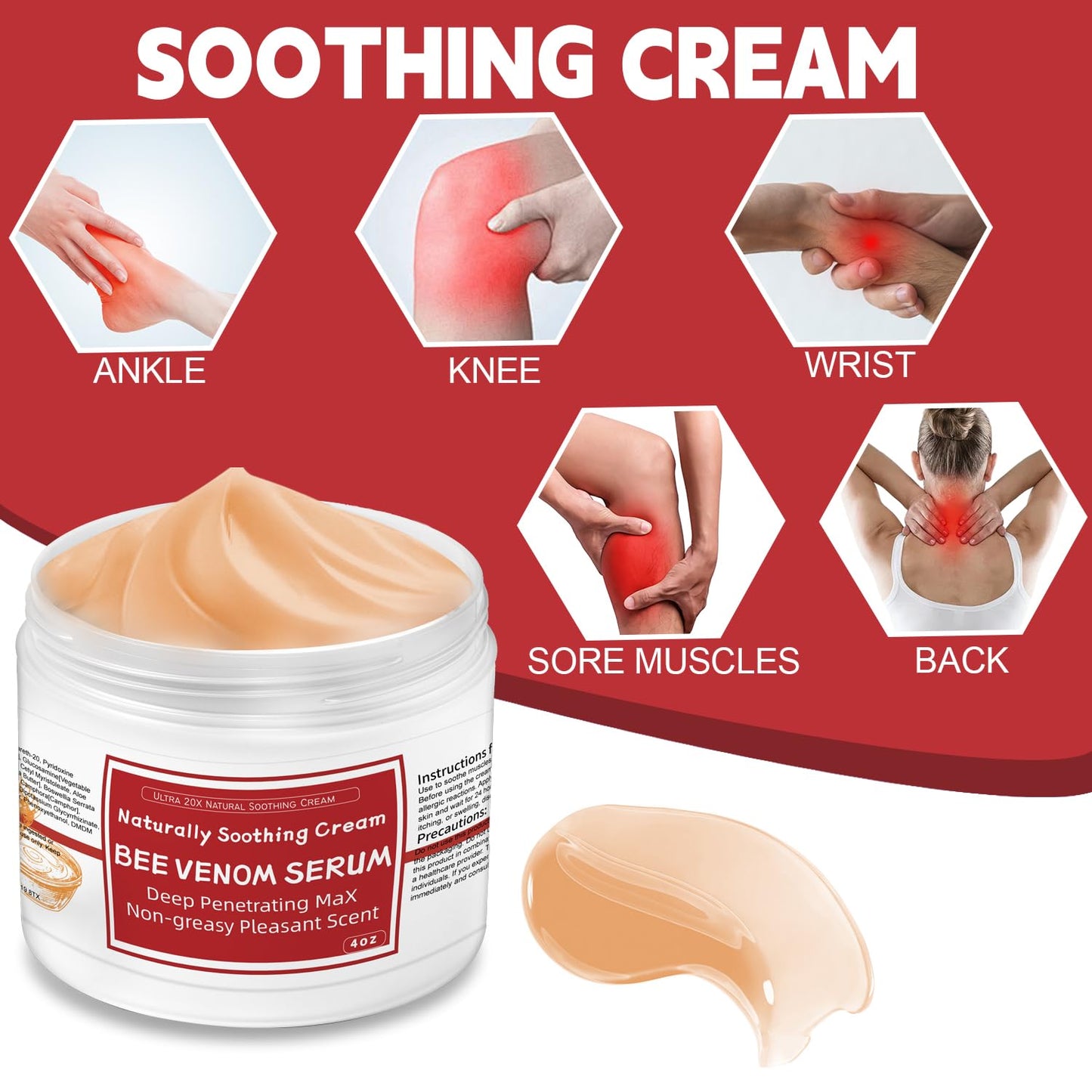 AEROMAXX Bee Venom Muscle & Joint Cream, 10X Ultra Strength Care Ointment, Natural Organic Formula, for Shoulder, Back, Neck, Hands, Knuckles, Elbows, Feet, Leg, Knees, Ankle, Adults, Seniors AEROMAXXBuy Supplements Australia