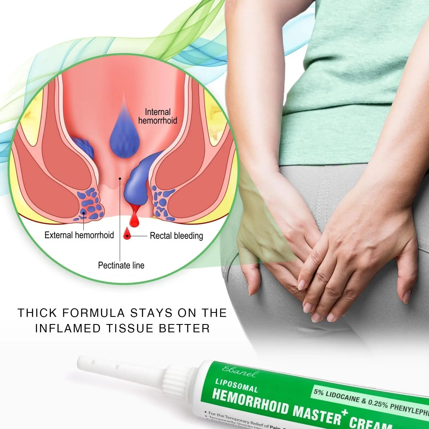 Ebanel 5% Lidocaine Hemorrhoid Treatment Cream with Witch Hazel, Phenylephrine, Horse Chestnut, Vitamin B6, Zinc Oxide, External and Internal Hemorrhoids Treatment Burn Itch Pain Relief Anal Cream EbanelBuy Supplements Australia