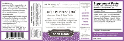 Herbalogic - Decompress MX Herb Capsules - Maximum Stress & Tension Relief - Reduces Anger & Moodiness, Positive Mood Support - Based on the Traditional Chinese Formula Xiao Yao San - 90 Cap Count HerbalogicBuy Supplements Australia