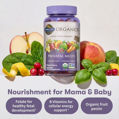 Garden of Life Organics Prenatal Gummies – Prenatal Vitamins for Women with Energy Metabolism Support & Healthy Fetal Development Support
