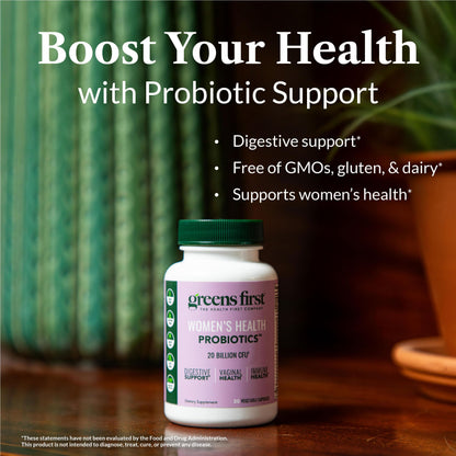 Greens First Women’s Health Probiotics - Probiotic for pH Balance - 20 Billion CFU - Support for Digestive, Immune & Vaginal Health Non-GMO/Gluten-Free/Dairy-Free/Soy-Free (30 Vegetable Capsules) Greens First buy supplements Au