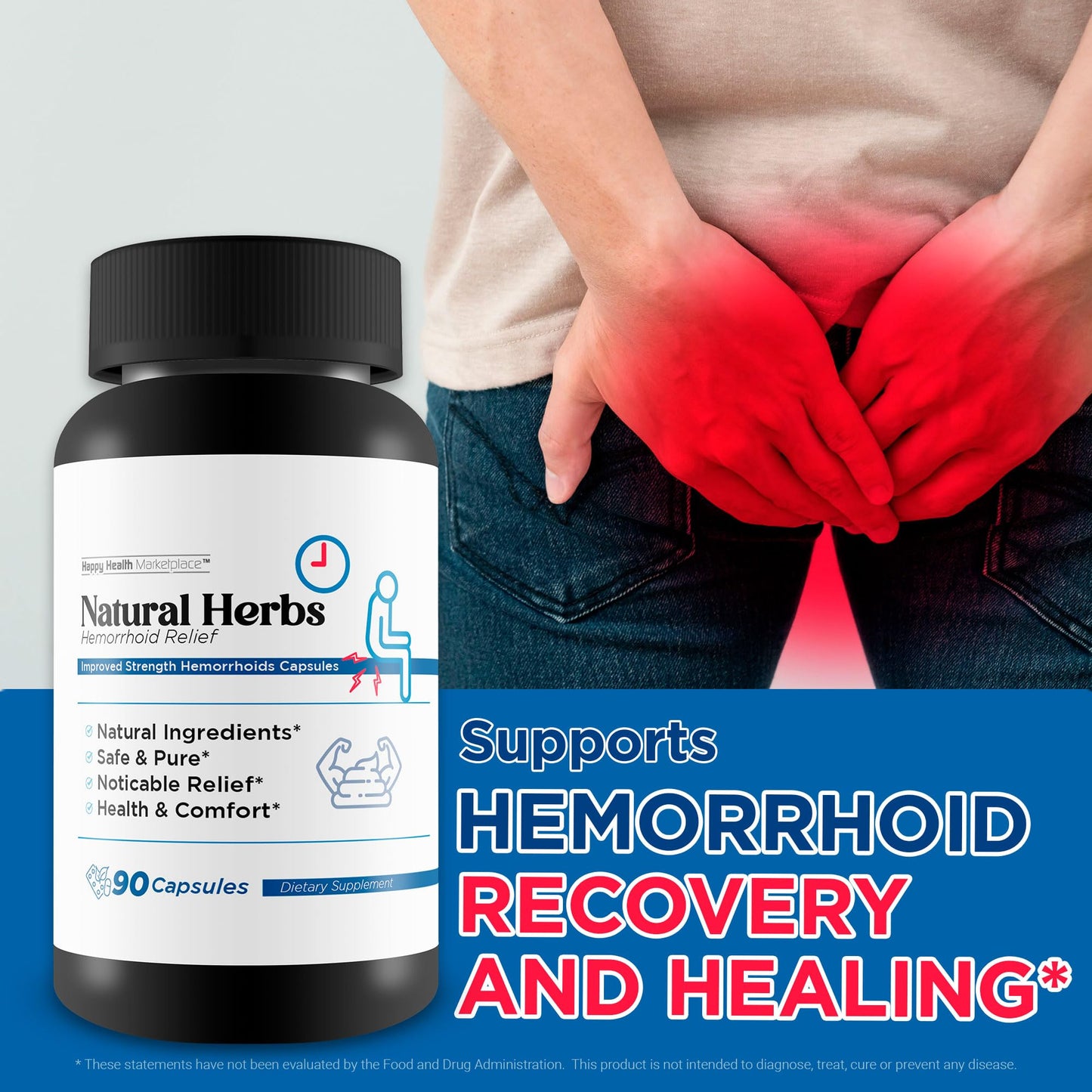 Natural Herbs Hemorrhoids Capsules - Our Best Hemorrhoid Relief Supplement - Premium Natural Herbs Strength Hemorrhoids Capsules - Hemorrhoids Natural Herbs Hemorrhoid Treatment Hemorrhoids Treatment Happy Health MarketplaceBuy Supplements Australia