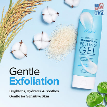 Ebanel Brightening Peeling Gel with Cotton Cellulose, Rice, Papaya, Centella, Hyaluronic Acid for Face and Body, Gentle Exfoliating Face Scrub Gel Peel Wash, Deep Pore Cleanser Minimizer Exfoliator