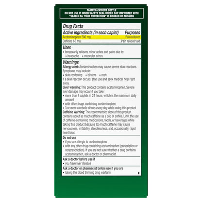 Excedrin Tension Headache Relief Caplets, Acetaminophen 500mg, Caffeine 65mg, Pain Reliever, Aspirin-Free, 100 Count ExcedrinBuy Supplements Australia