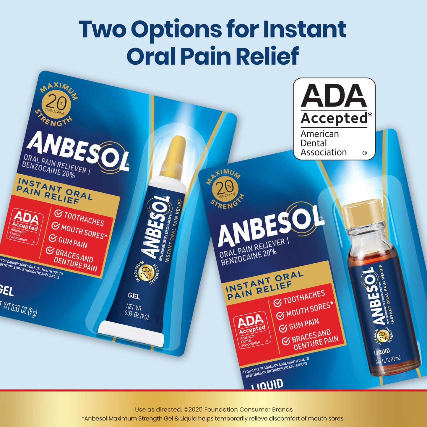 Anbesol Maximum Strength Gel - Instant Oral Pain Relief, for Toothaches, Gums, Braces, & Denture Pain, and Mouth Sores*, Canker Sore Treatment Inside Mouth, ADA Accepted, 0.33 oz Anbesol buy supplements Au