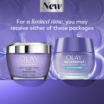Olay Night Cream for Face, Anti-Aging Face Moisturizer for Women - Fragrance-Free Skin Care, Anti-Wrinkle, Exfoliate, Smooths Texture