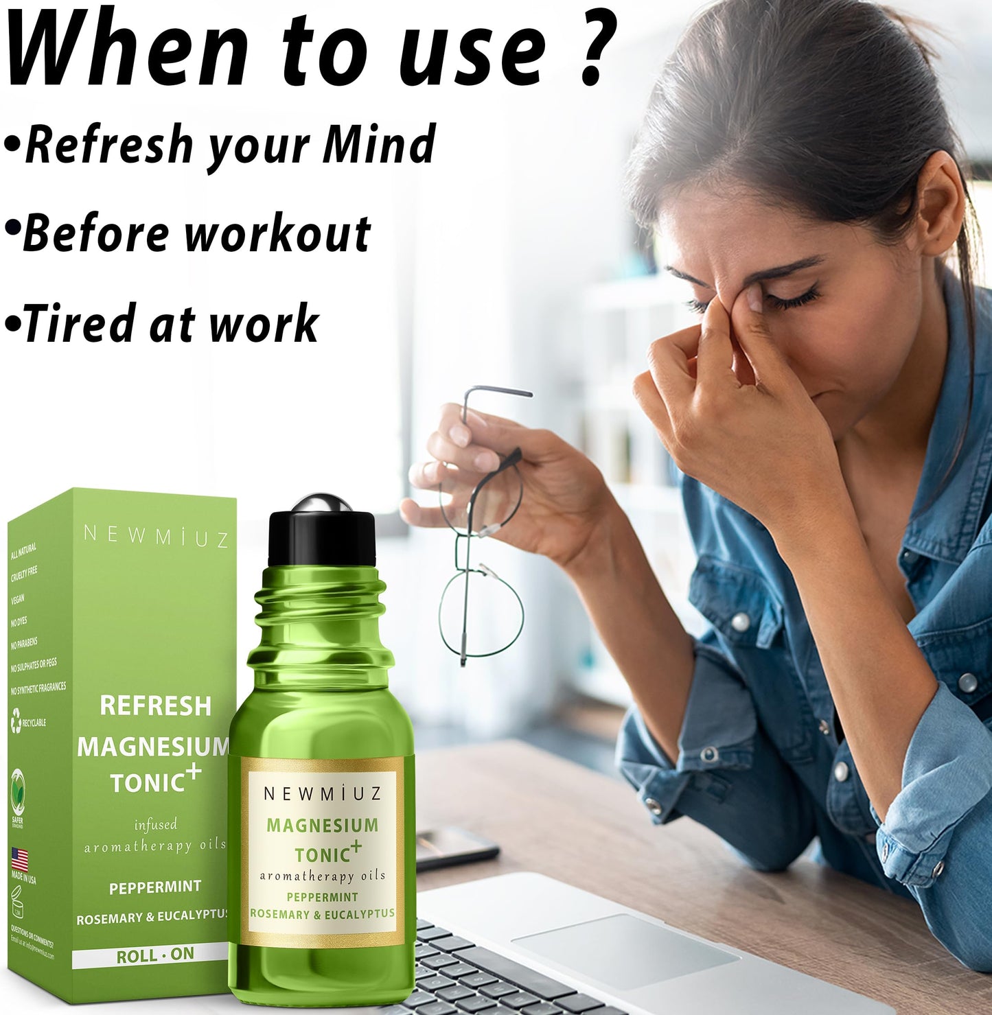 Headache Roll On Stick Peppermint Rosemary and Eucalyptus & Cleansing and Protect Juniper Berry White Sage with Nerolina Pack of 2 New MiuzBuy Supplements Australia