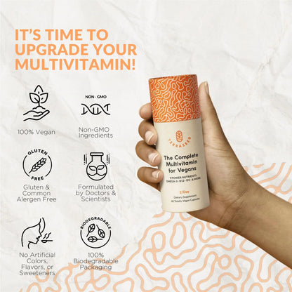Complete Vegan Multivitamin with Iron, Omega 3, Vitamin D3, Folate, Zinc, Vitamin B12, & More - 100% Sustainable Vegan Vitamins Terraseed