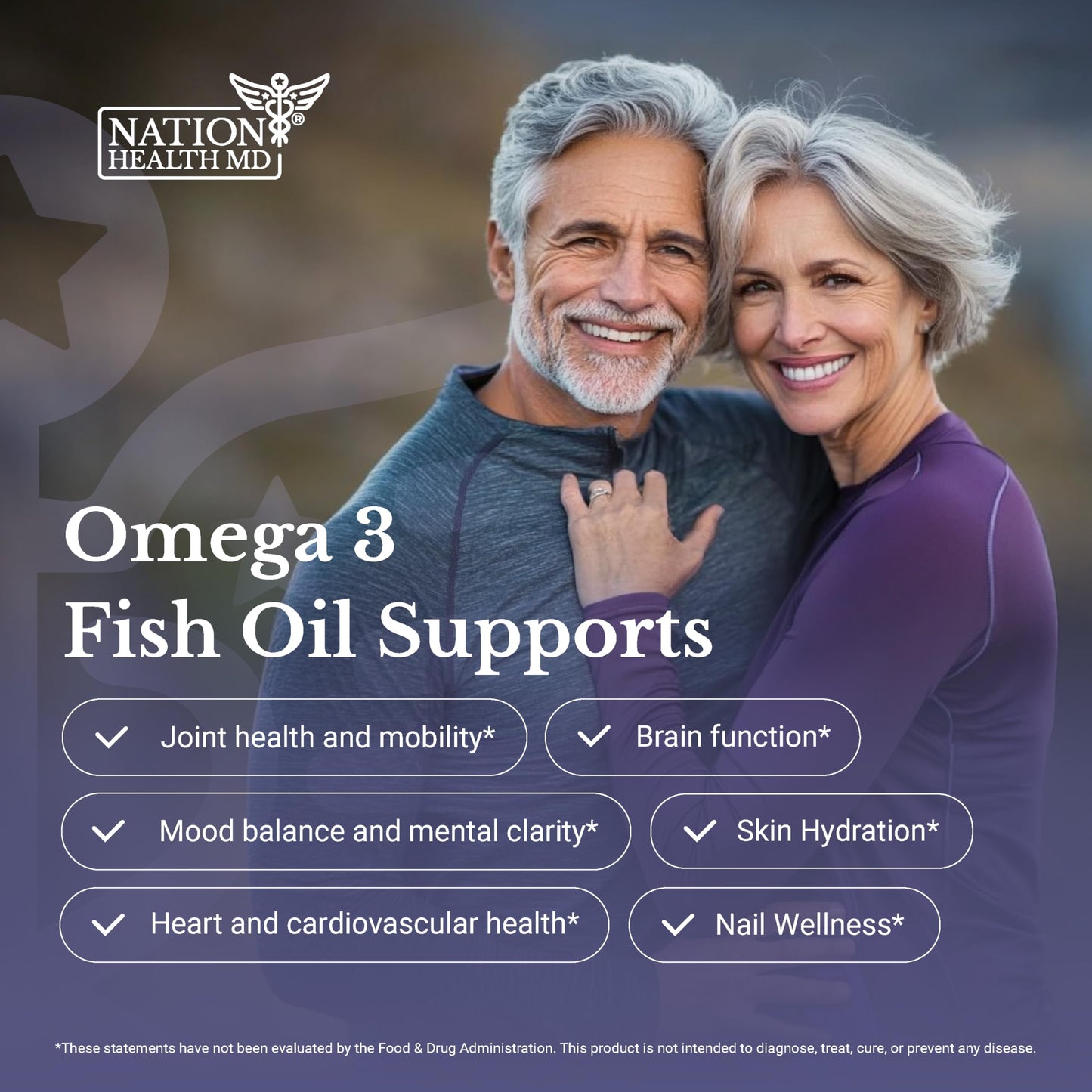 NATION HEALTH MD Omega-3 MD Fish Oil - Omega 3 Supplement for Women & Men - Wild-Caught & Burpless Fish Oil 3600 mg - with Omega3 Fatty Acid EPA 1300 mg + DHA 860 mg - 90 Softgels NATION HEALTH MD buy supplements Au
