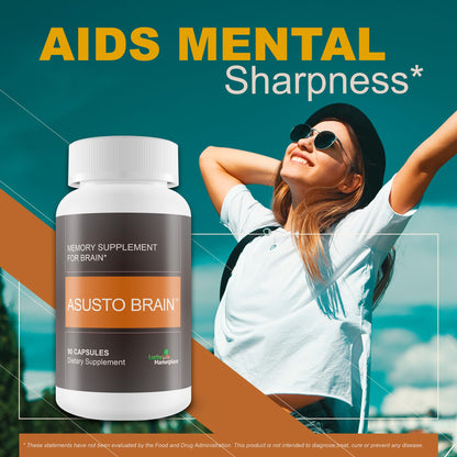 Asusto Memory Supplement for Brain - Improved Capsule Formula - Natural Brain, Memory, & Focus Support - Brain Support - Brain Supplement - Nootropic - Natural Asusto Sandalwood Improved Formula Generic buy supplements Au