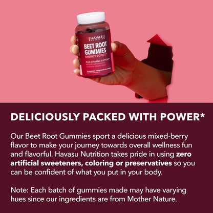 Beet Root Gummies with COQ10 & Pomegranate - Nitric Oxide Supplement for Men and Women - Beetroot for Endurance, Performance, Recovery - Vegan, Non-GMO, Gluten Free -