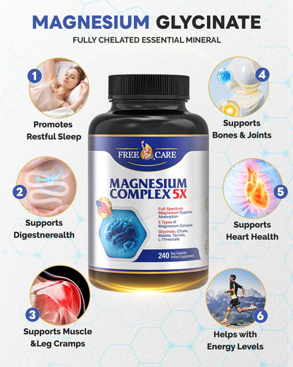 820mg Magnesium Complex 240 Veggie Capsules,for Women & Men with Magnesium Glycinate,Citrate, Malate,Taurate & L-Threonate for Sleep, Mood, Muscle Relaxation & Nerve Function Vegan Friendly, Non-GMO FreeCare buy supplements Au
