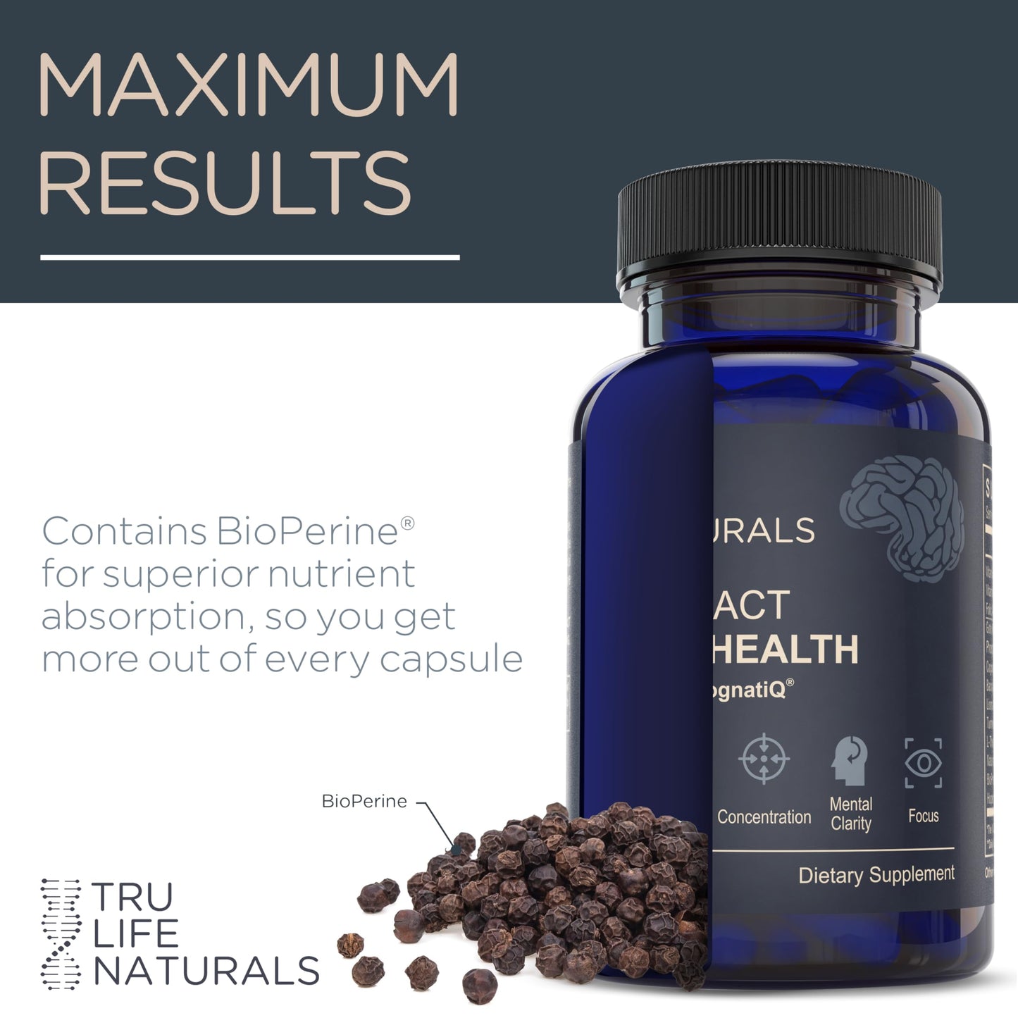 NEUROACT Brain Health Memory, Focus, Concentration, Mental Clarity with CognatiQ, Vitamin B3 & B6 | Manage Stress & Elevate Mood | Holistic Brain Health Formula, Sustained Energy & Well Being