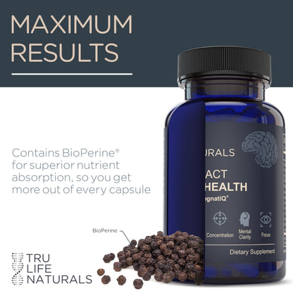 NEUROACT Brain Health Memory, Focus, Concentration, Mental Clarity with CognatiQ, Vitamin B3 & B6 | Manage Stress & Elevate Mood | Holistic Brain Health Formula, Sustained Energy & Well Being