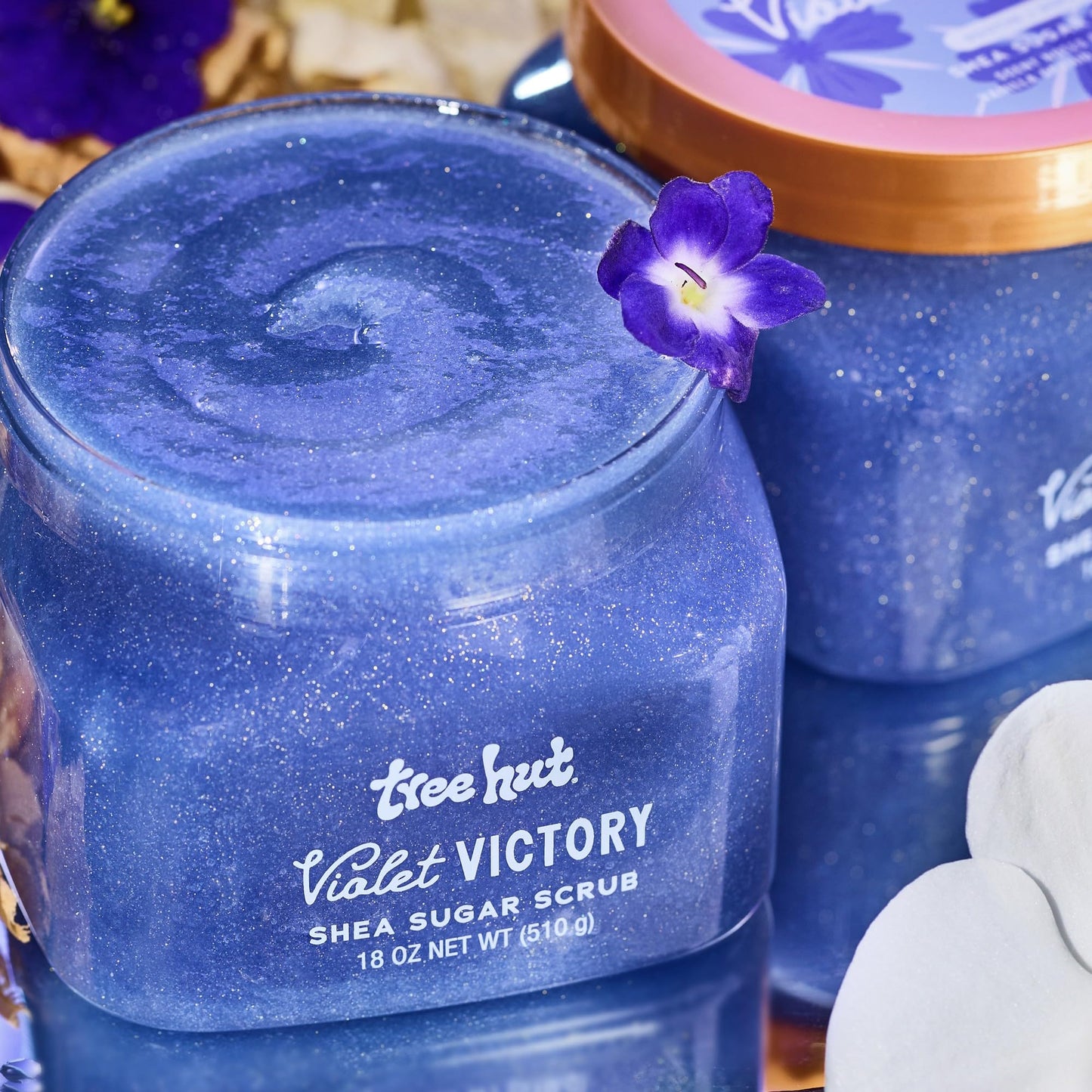 Tree Hut Violet Victory Shea Sugar Scrub, Exfoliating, Hydrating & Moisturizing Body Scrub with Shea Butter & Natural Oils, Smooth & Soften Skin, Polishing Exfoliant for Radiant Skin, 18 oz