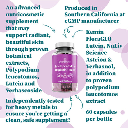 Smarter Skin, Nourishing Skin Health Within, Triple Combination of Polypodium Leucotomos Extract, FloraGLO, Verbasnol, 60 Vegan Capsules Nature RestoreBuy Supplements Australia