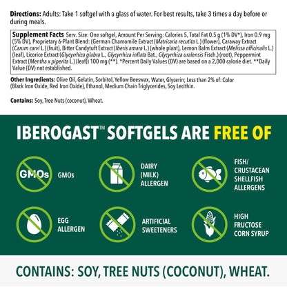 Iberogast Softgels, Herbal Relief of Stomach Upsets: Occasional Indigestion, Bloating, Gas, Nausea, Upset Stomach; 6-Herb Blend with Iberis Amara, Peppermint, Licorice, Lemon Balm; 30ct Iberogast buy supplements Au