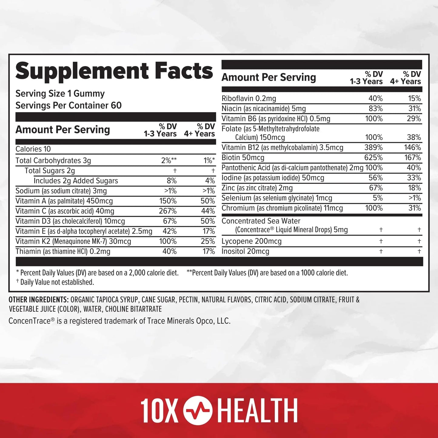 10X Health Children’s Methylated Multivitamin Gummies - 60 Count Kids Multivitamin Gummies, Complete Daily Nutrition 10X Health System