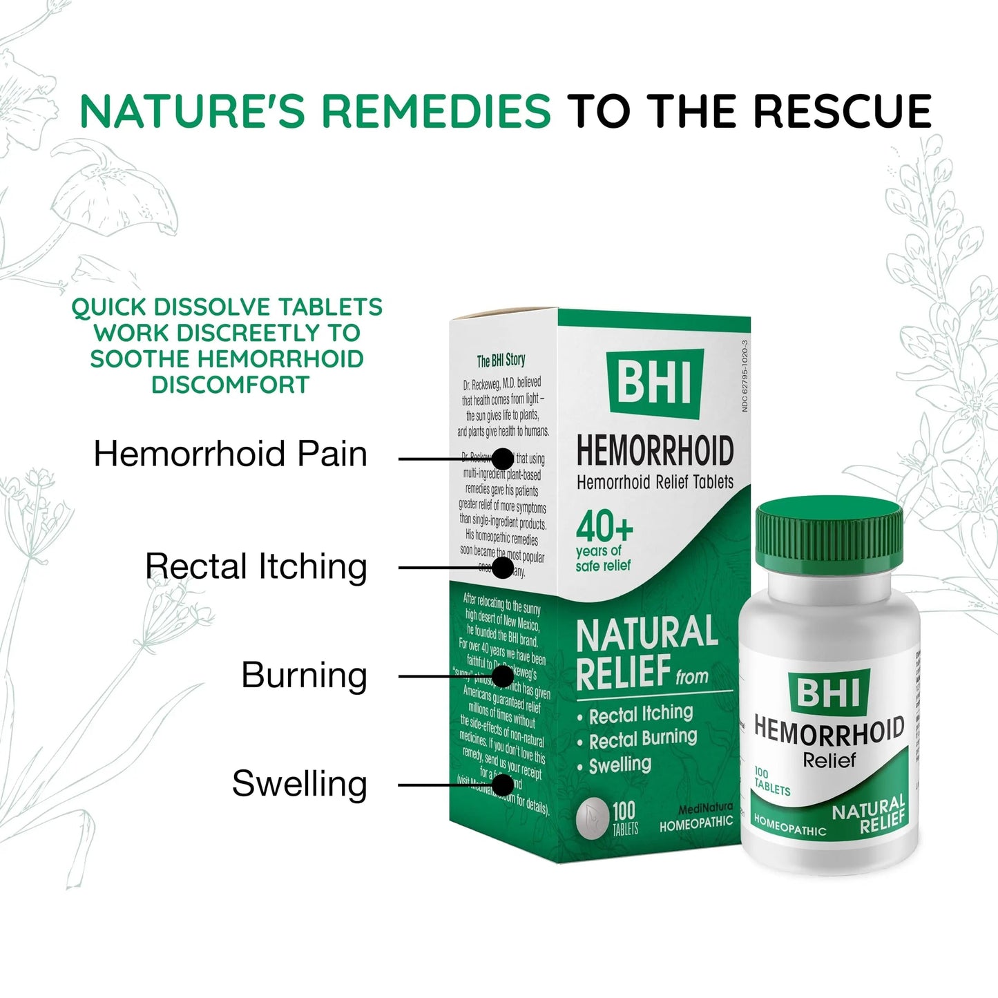 MediNatura BHI Hemorrhoid Relief - Natural Hemorrhoid Treatment for Relieving Rectal Itching - Daily Support - Chewable & Easy-to-Use Tablets - Plant-Based - 100 Count MediNaturaBuy Supplements Australia