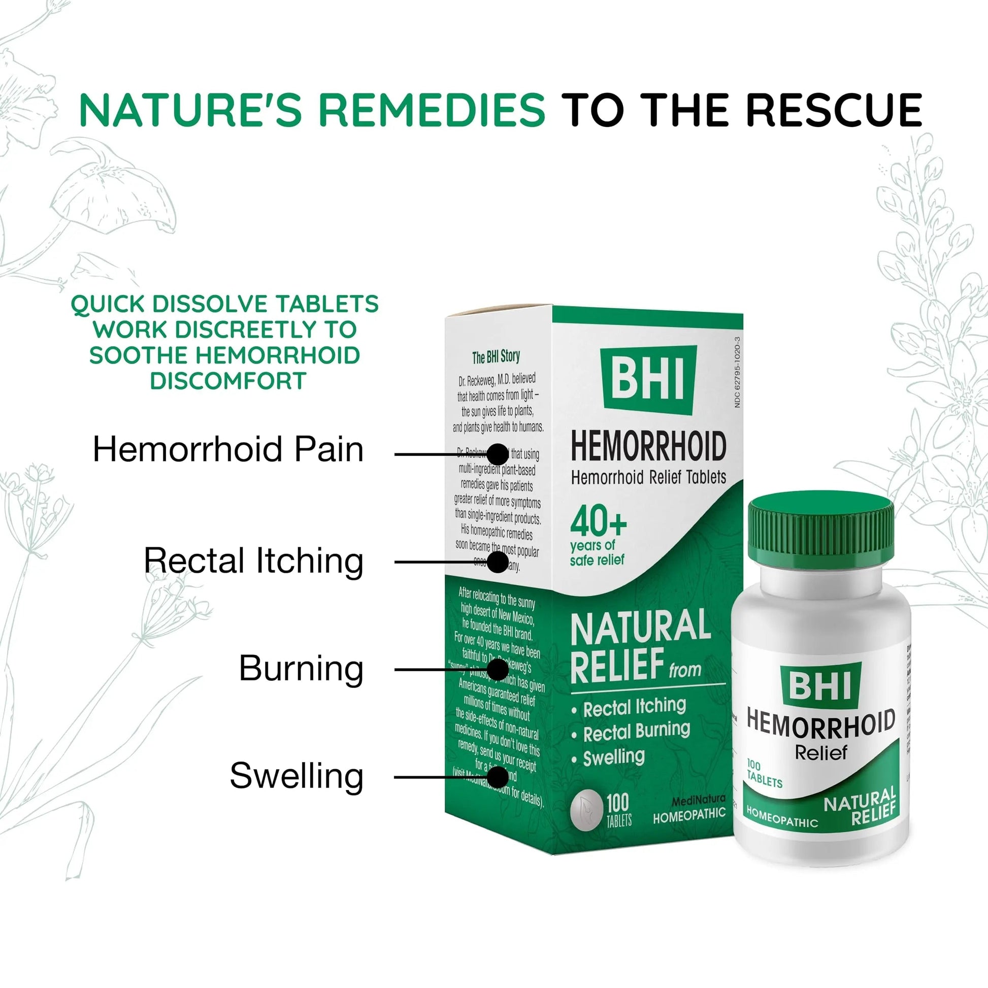 MediNatura BHI Hemorrhoid Relief - Natural Hemorrhoid Treatment for Relieving Rectal Itching - Daily Support - Chewable & Easy-to-Use Tablets - Plant-Based - 100 Count MediNaturaBuy Supplements Australia