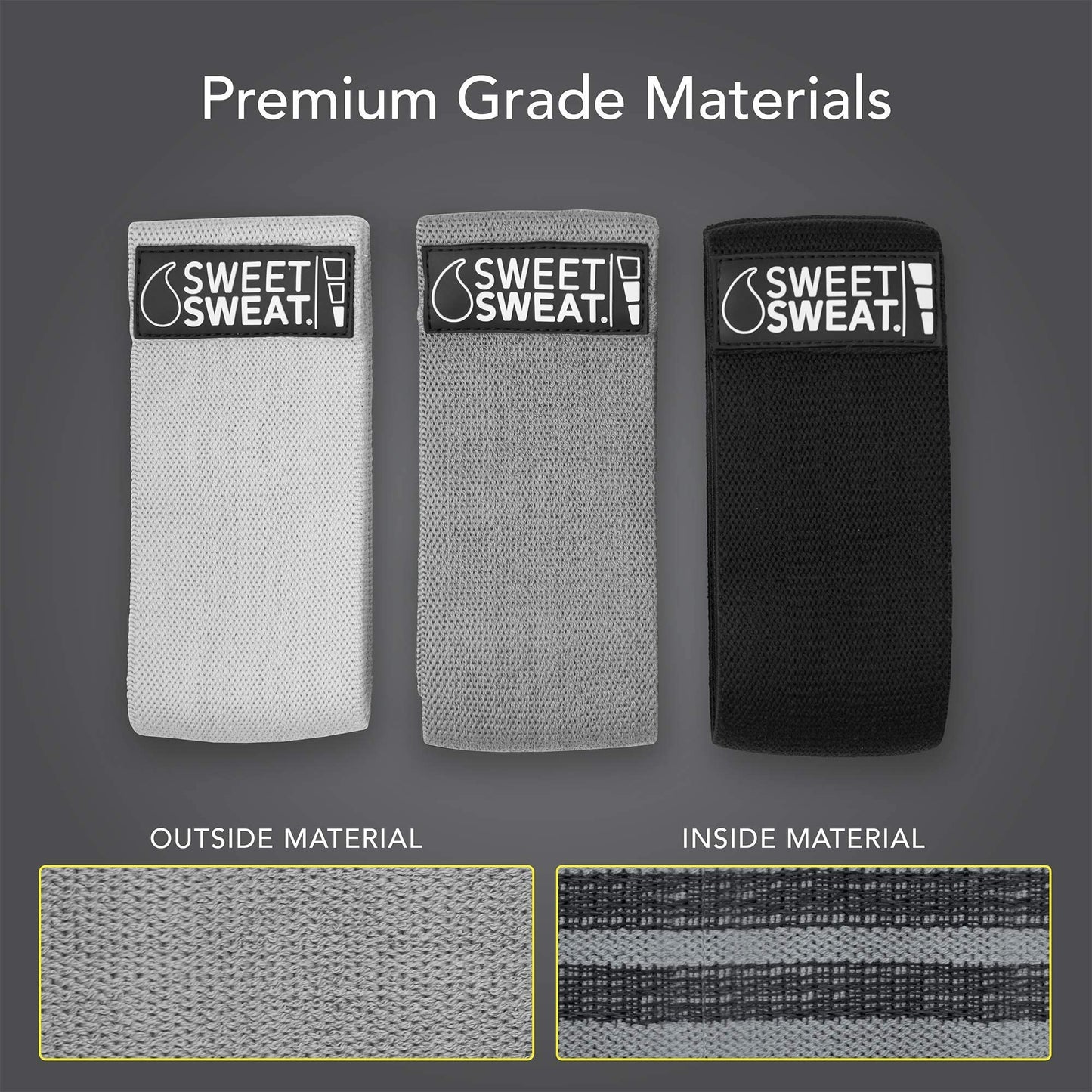 Sweet Sweat Hip Bands with 3 Levels of Resistance | Non-Slip Fabric Booty Bands for Squats & Lunges | Includes Free Mesh Carrying Bag Sports Research buy supplements Au